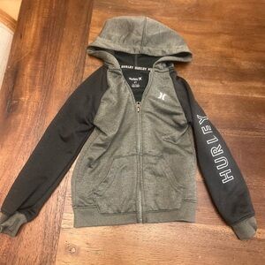 Hurley Kids Charcoal and Green Zip-Up Hoodie